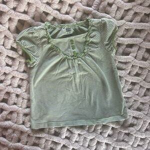 Faded Glory Light Green Striped Kids Tee